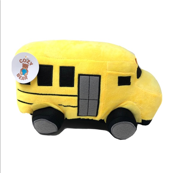 Set of 3 School Bus, Cement Truck & Garbage Truck Soft Plush 10” - Picture 10 of 10